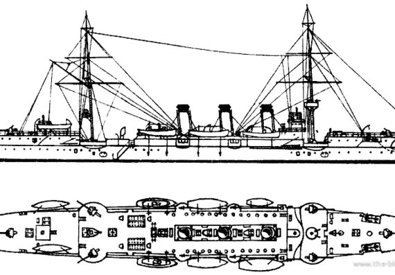 Крейсер Boyarin 1904 [Protected Cruiser] - чертежи, габариты, рисунки